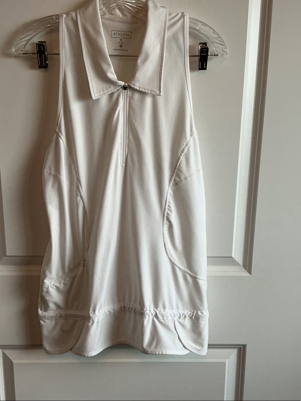 Athleta White Zip-Front Sleeveless Polo Tank